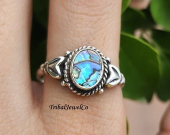 Abalone Shell Ring: Handmade 925 Sterling Silver Jewelry