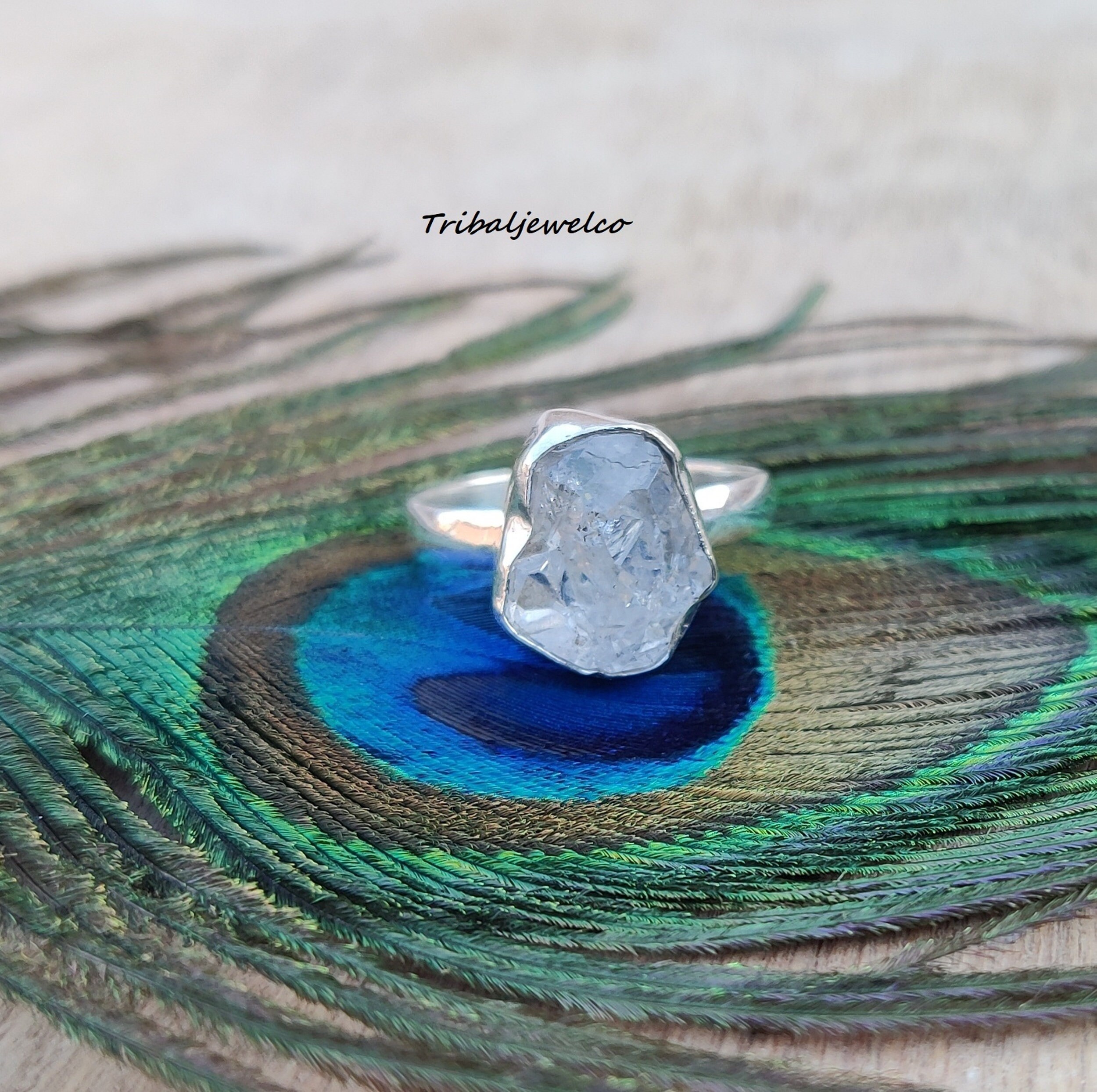 希少な石。ラグジュアリーリング ＃ハーキマーダイヤモンド ハーキマーダイヤモンドリング：原石、925スターリングシルバー - Etsy