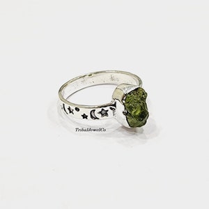 Artisan Handmade Silver Ring with Exquisite Peridot Rough Gemstone, Handmade Ring for Women, 925 Sterling Silver, Anniversary Gift for Her