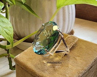 Bague quartz aigue-marine, Argent sterling 925, Bijoux faits main, Bague femme, Cadeau pour elle, Cadeaux de mariage, Cadeaux de demoiselle d'honneur, Bijoux tendance