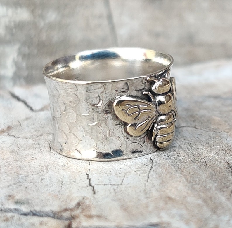 Honeybee Band Ring, 925 Sterling Silver, Honey Bee Friendship Ring, Handmade Ring, Bee Rings, Beautiful Ring, Promise Ring, Queen Bee Ring image 3