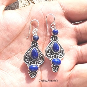 Marvelous Lapis Lazuli Earrings for Women, Handmade Earrings for Her, Silver Earrings, Gemstone Earrings, Earrings Jewelry, Delicate Earring