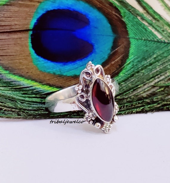 Bracciale In Argento Sterling 925 Con Granato Rosso Fatto - Foto 5