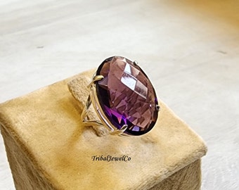 Beautiful Amethyst Quartz Gemstone, 925 Sterling Silver, Gemstone Ring, Women Jewelry, Gift For Her, Handmade Jewelry, Statement Jewelry