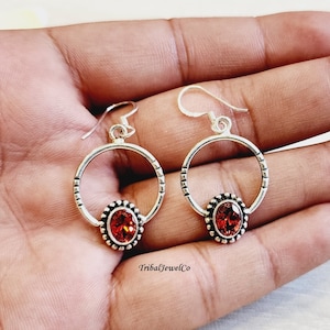 Garnet Quartz Earrings, 925 sterling silver, handmade Earrings, Statement Earrings, Beautiful Earrings, Gift for her, Wedding Jewelry