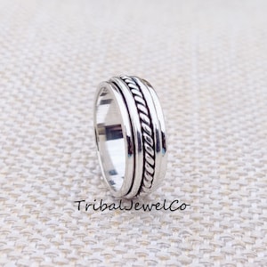 Handmade Sterling Silver Spinner Ring: Minimalist Fidget, Meditation Jewelry