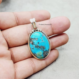 Ciondolo in pirite turchese persiano fatto a mano: regalo importante in argento sterling 925