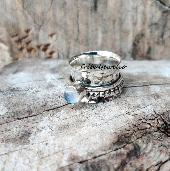 Bague toupie pierre de lune naturelle argent sterling 925 bague pierres precieuses bague femme cadeau pour elle cadeau de Noel bague faite main bague toupie. Etsy France