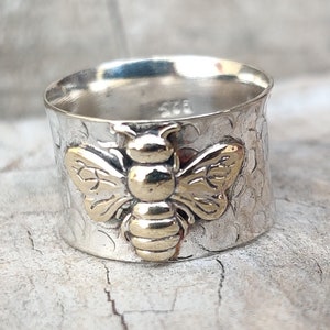 Honeybee Band Ring, 925 Sterling Silver, Honey Bee Friendship Ring, Handmade Ring, Bee Rings, Beautiful Ring, Promise Ring, Queen Bee Ring image 2