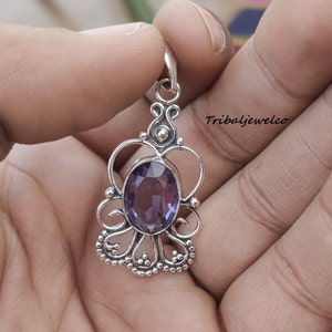 Handmade Faceted Amethyst Sterling Silver Pendant: Elegant Gemstone Jewelry