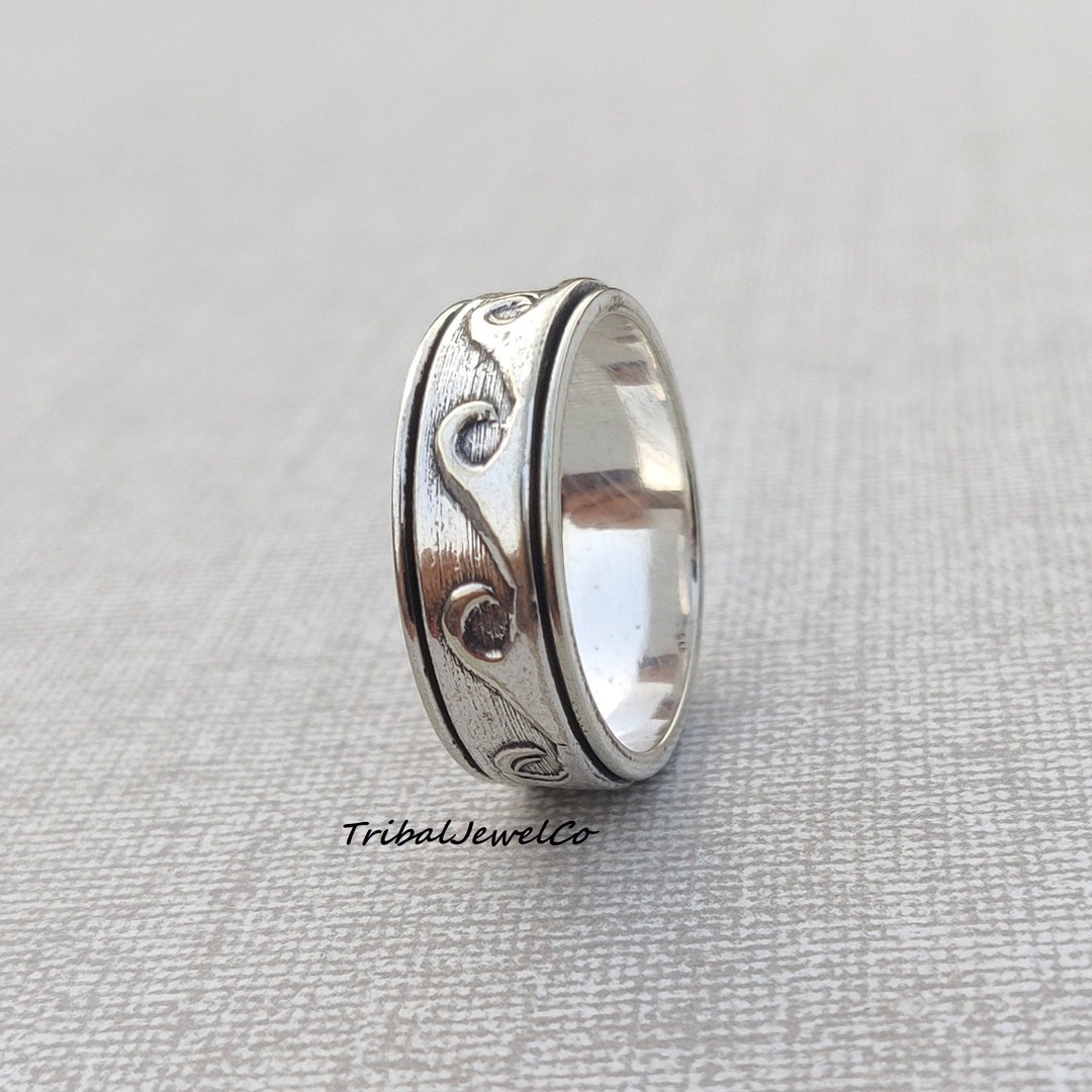 Handmade Sterling Silver Spinner Ring: Tribal Meditation Band - Etsy