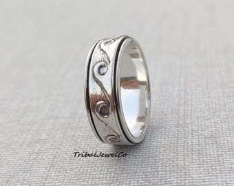 Anillo Surfer Spinner, Plata de ley 925, Anillo de amistad, Fidget Spinner, Anillo hecho a mano, Anillo spinner, Anillo de meditación, Regalo para todas las ocasiones