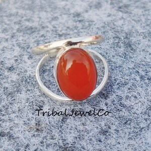 Carnelian Gemstone Ring for Women, 925 Sterling Silver Ring for Her, Oval Shaped Ring, Valentine Gift, Minimalist Silver Handmade Ring,
