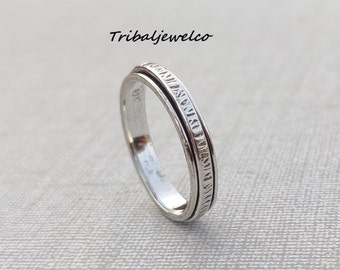 Anillo giratorio de plata de ley: joyería artesanal para la meditación y la ansiedad.