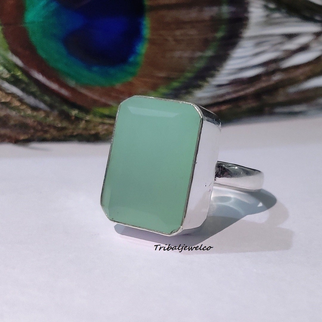 Handmade Aqua Calcite Ring: 925 Sterling Silver, Spiritual Jewelry - Etsy