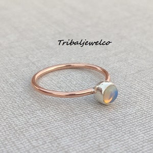 Ethiopian Opal Ring: Sterling Silver Bezel, Copper Band
