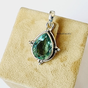 Artisan Handmade Silver Pendant with Exquisite Aquamarne Quartz Gemstone, Gift For Her, Silver Jewelry, Statement Jewelry, Minimalist