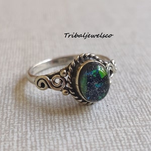 Australian Opal Sterling Silver Ring: Handmade Gemstone Jewelry