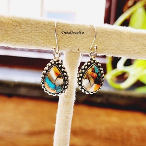 Handgemachte Spiny Oyster Türkis Ohrringe: Silber Edelstein Schmuck