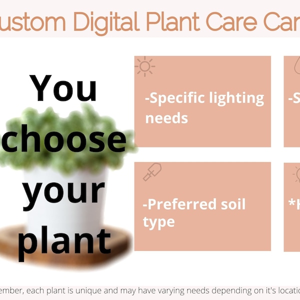 Custom Digital Plant Care Card/Custom Plant Care Card/Personalized Plant Care Card