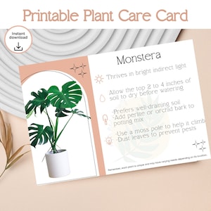 Monstera Plant Care Instruction Printable - Instant Digital Download, Indoor Plant Care Guide,Easy Care Tips for Monstera