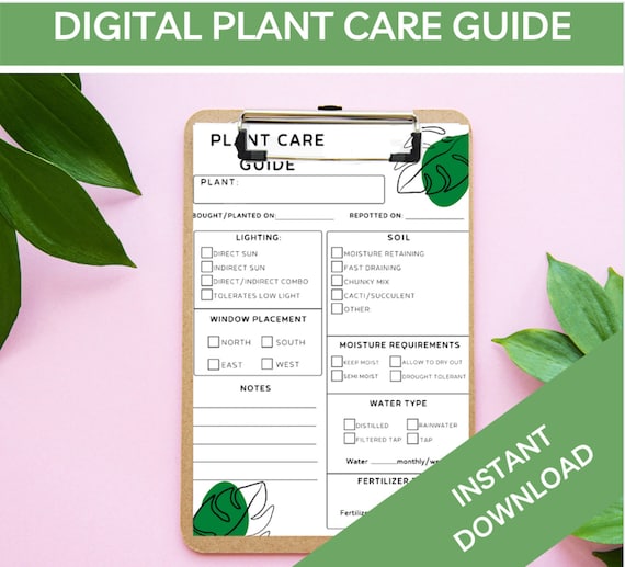 Plant Care Guide/houseplant Guide/plant Care - Etsy