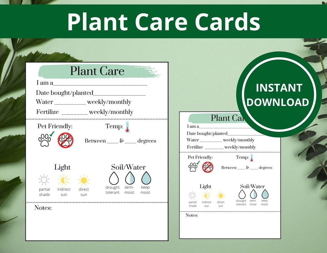 Plant Care Tag/houseplant Care Card/plant Care Card/houseplant Care Tag