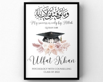 Personalised Islamic Graduation gift. Perfect Graduation present.