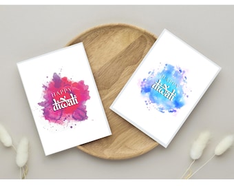 Diwali A6 Greeting cards|Bright A6 watercolour Diwali cards.