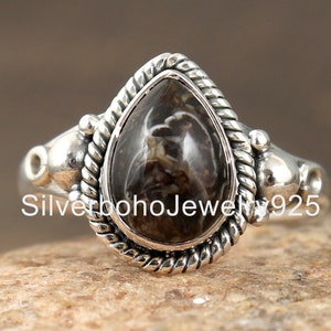 Turritella Ring, 925 Silver Ring, Turritella Agate Ring, Handmade Gemstone Ring, Silver Ring, Minimalist Ring, Boho Jewelry, Agate Ring