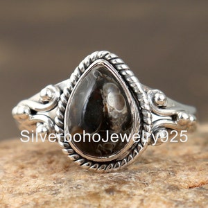 Turritella Ring, 925 Silver Ring, Turritella Agate Ring, Handmade Gemstone Ring, Silver Ring, Minimalist Ring, Boho Jewelry, Agate Ring