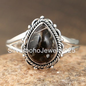 Turritella Ring, 925 Silver Ring, Turritella Agate Ring, Handmade Gemstone Ring, Silver Ring, Minimalist Ring, Boho Jewelry, Agate Ring