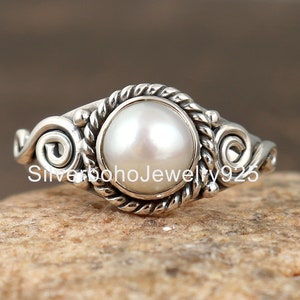 Fresh Pearl 925 Sterling Silver Ring - Statement Gemstone Ring