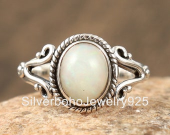 Ethiopian Opal Ring, 925 Silver Ring, Silver Gemstone Ring, Statement Ring, Opal Ring, 7X9 MM Oval Ring, Gift For Her, Everyday Ring, Sale