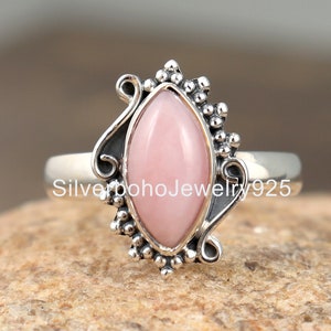 Pink Opal Ring, Gemstone Ring, 925 Silver Ring, Antique Ring, Gift For Wife. Opal Gemstone Ring, Handmade Ring, Marquise Shape Ring, On Sale