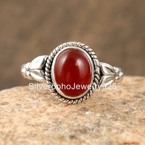 Carnelian Gemstone Ring, Silver Ring, Handmade Ring, Delicate Ring, Orange Carnelian Ring, Oval  Shape Ring, Dainty Ring, 925 Silver Ring