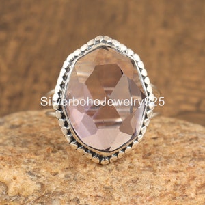 Natural Purple Amethyst Gemstone Ring , February Birthstone Ring , 925 Sterling Silver Gemstone Ring , Anniversary Gift Ring