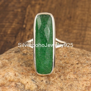 Natural Green Jade Gemstone Silver Ring | Handmade Jewelry | Smooth Jade Ring Gifts For Her Wedding Anniversary | Best Gift Ideas