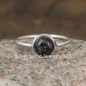 Natuarl Turritella Agate Ring , 925 Sterling Ring , Smoky Agate Jewelry , Boho Silver Ring , Minimalist Ring , Turritella Agate Jewelry