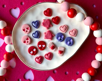 Heart Stud Earrings, Heart Eye Skull Dangles, Pink Turtle Valentine’s Day Clay Earrings, Gifts for Her, Latte Heart Studs, Small Statements