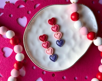Ombré Heart Earrings, Valentine’s Day Earrings, Pink Earrings, Dangles, Heart Earrings, Gift for Her, Clay Earrings, Purple Earrings