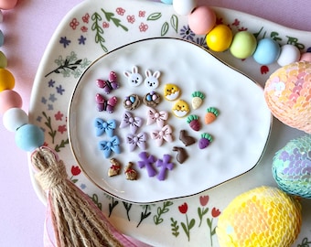 Bunny Stud Earrings, Carrot Easter Clay Earrings, Cute Pastel Bow Spring Earrings, Butterfly Earrings, Chick studs, Gifts for Her