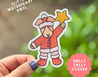 Holly Jolly Glitter Vinyl Sticker