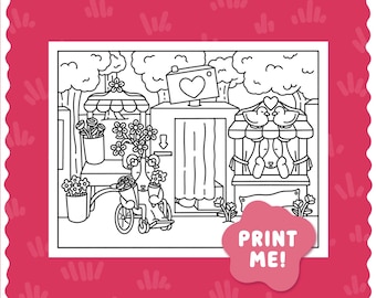 Valentine's Day Coloring Page Digital Download