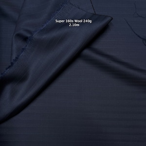 Super 160s Merino Wool Suiting Fabric, NAVY Blue Self Stripe