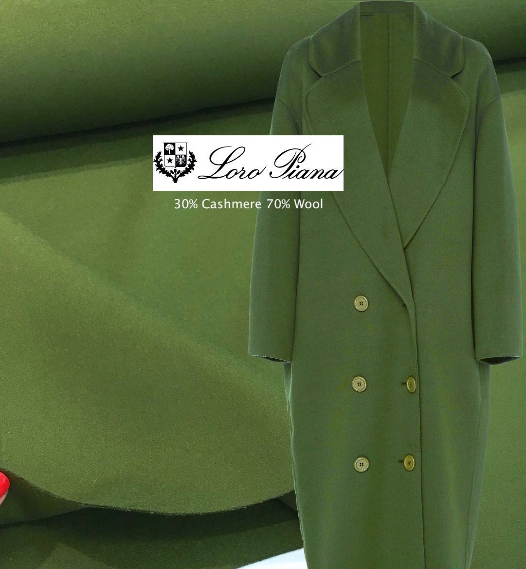CASHMERE Fabric Green Wool Blend 