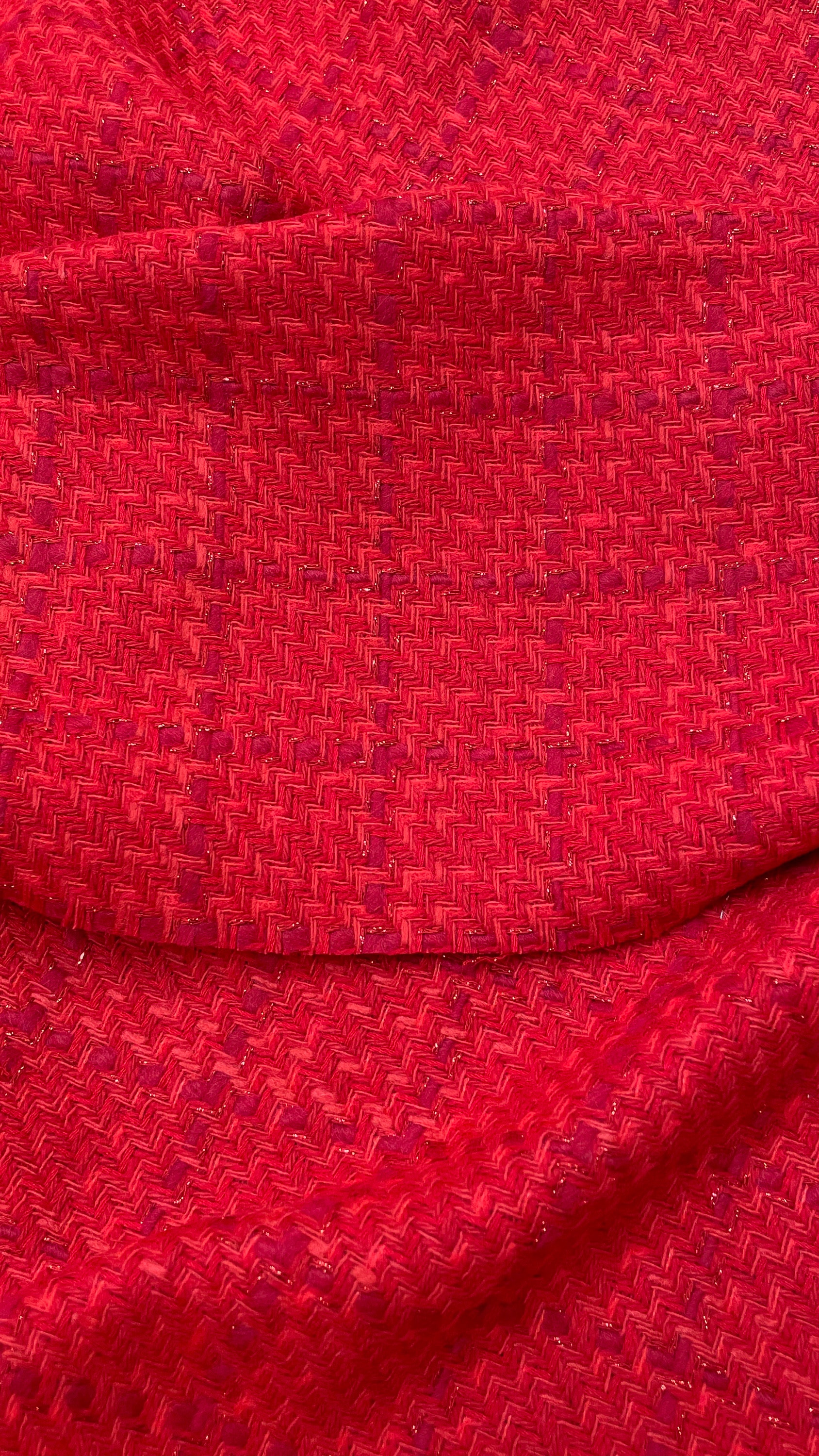 Red Tweed Fabric Check Boucle Luxury Wool Mohair Blend - Etsy