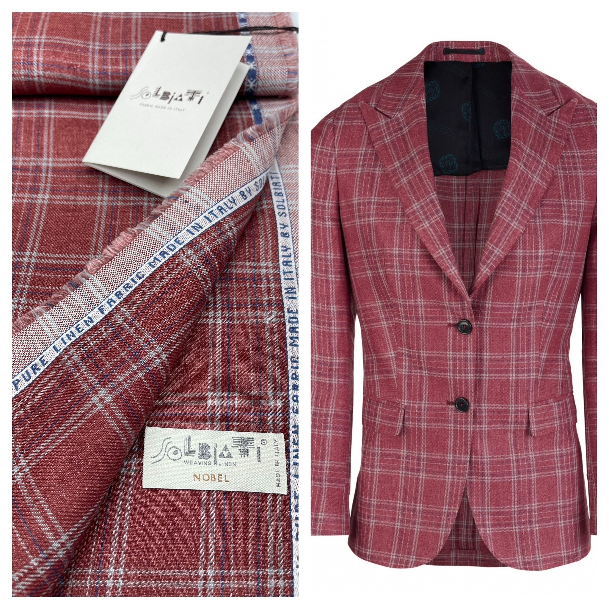 Linen Plaid Suiting Fabric SOLBIATI Graffitti Rust Burgundy Etsy