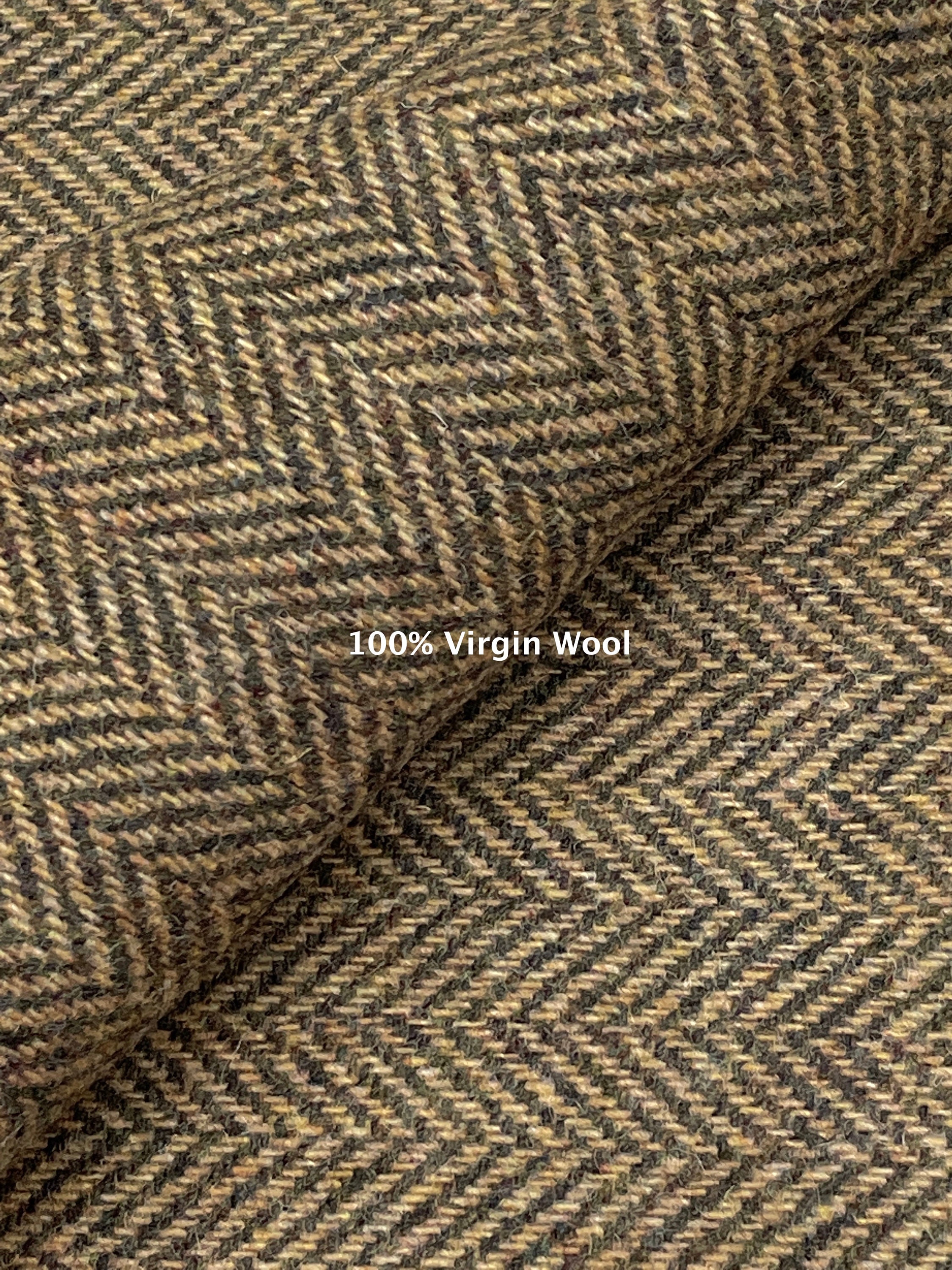 Wool Tweed Fabric Beige Brown Green Speckled Herringbone - Etsy Norway