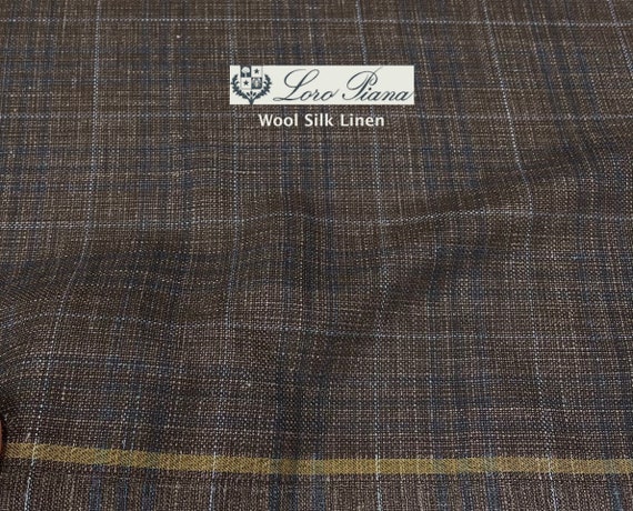 Loro Piana Plaid Stof Wol linnen Zijde Tartan Bruin Blauw - Etsy België